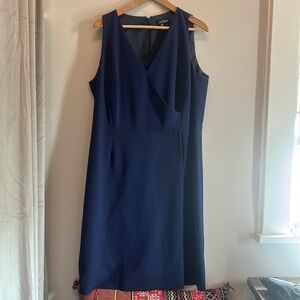 High quality, like new European top designer work dress, fold over skirt, V-neck